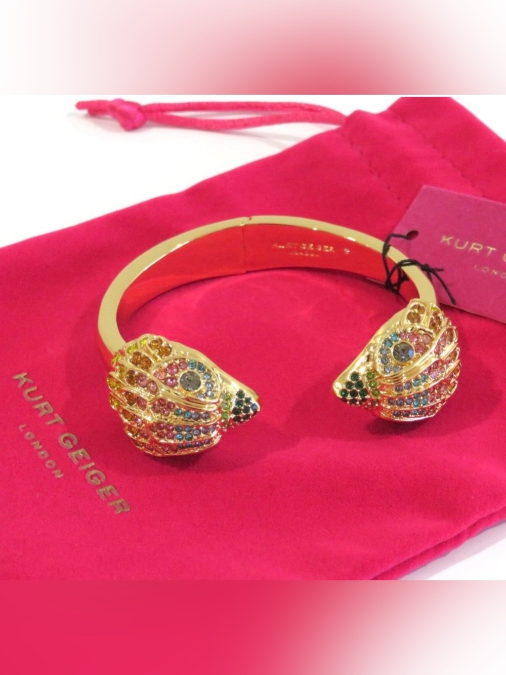 Kurt Geiger Rainbow Crystal Eagle Hinged Bangle Bracelet NWT Brand New